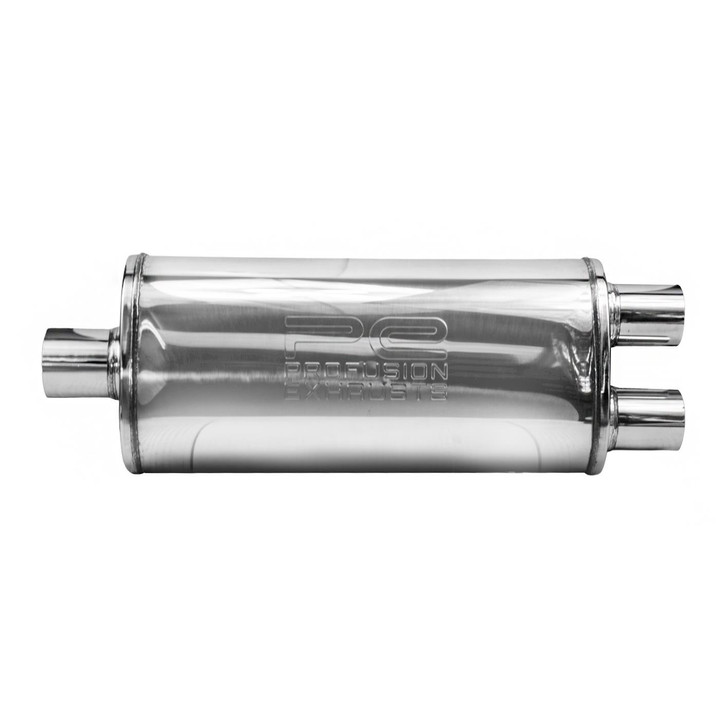 2.25" 57mm 5"x 8" Oval x 18" S/D Profusion 304 Stainless Steel Exhaust Silencer