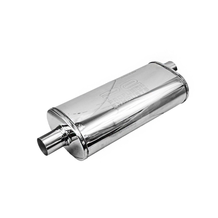 2.25" 57mm 5"x 8" Oval x 18" C/O Profusion 304 Stainless Steel Exhaust Silencer