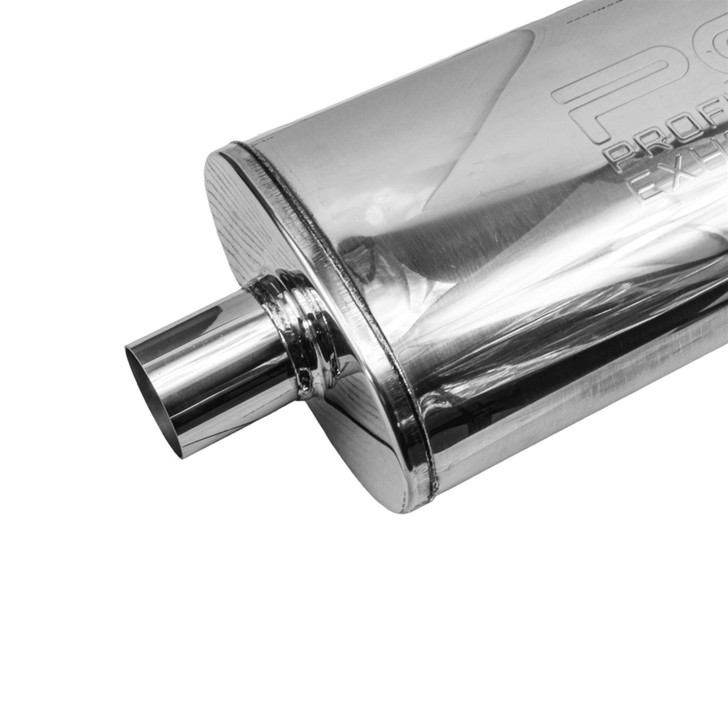 2.25" 57mm 5"x 8" Oval x 18" C/O Profusion 304 Stainless Steel Exhaust Silencer