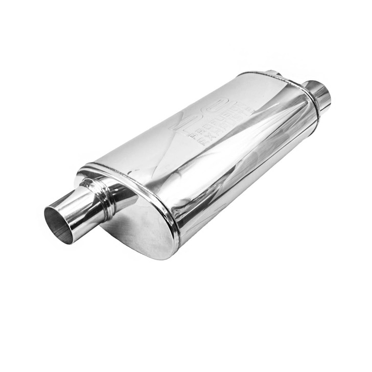 2.25" 57mm 5" x 8" Oval x 18" S/D Profusion 304 Stainless Steel Exhaust Silencer