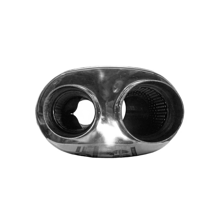 2.5" 63mm 5" x 8" Oval x 18" S/D Profusion 304 Stainless Steel Exhaust Silencer