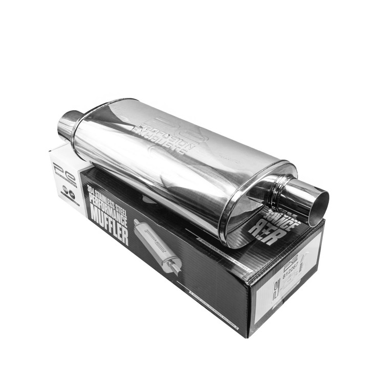 2.5" 63mm 5" x 8" Oval x 18" S/D Profusion 304 Stainless Steel Exhaust Silencer