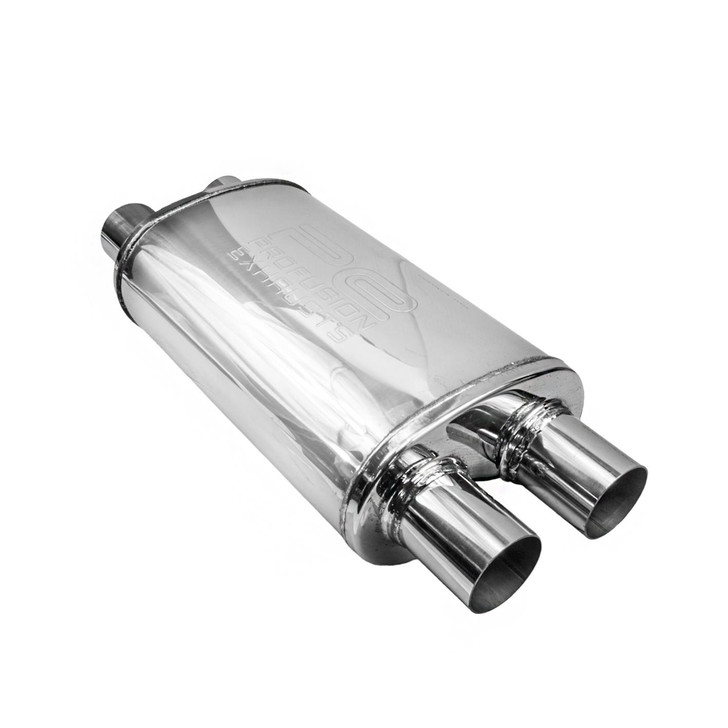 2.25" 57mm 5"x 8" Oval x 14" D/D Profusion 304 Stainless Steel Exhaust Silencer