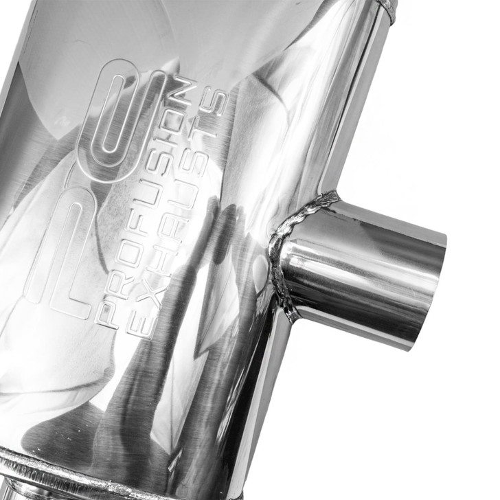 2.25" 57mm 4x9 Oval x 14" T Pipe Profusion 304 Stainless Steel Exhaust Silencer