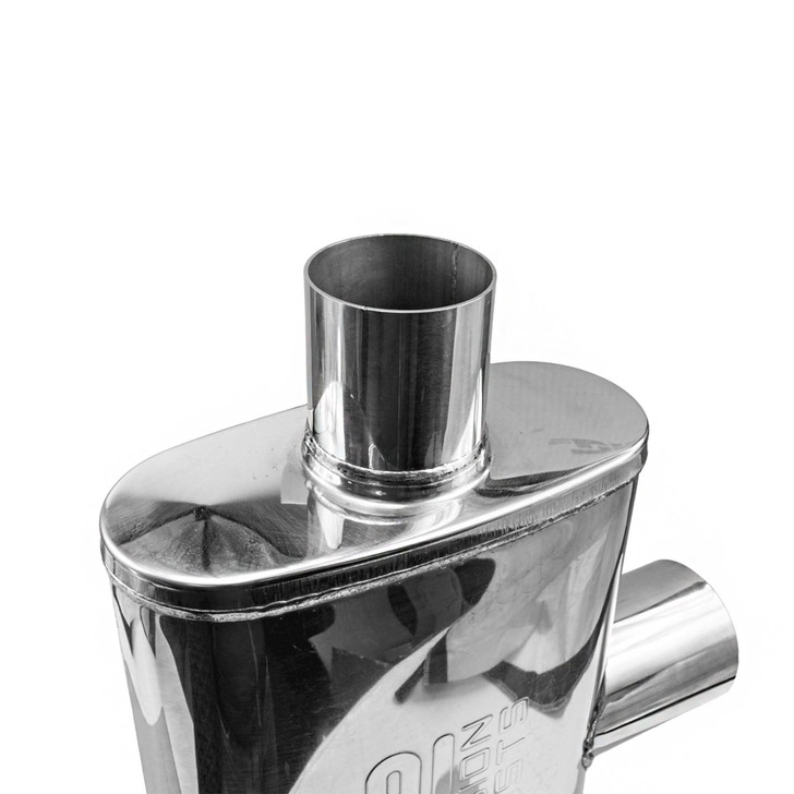 2.5" 63mm 4x9 Oval x 14" T Pipe Profusion 304 Stainless Steel Exhaust Silencer