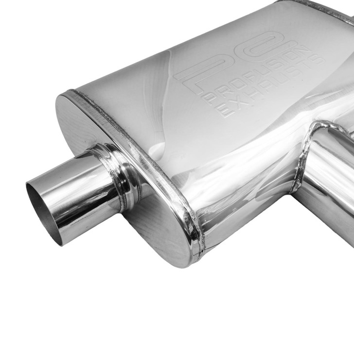 3" 76mm 4"x 9" Oval x 14" T Pipe Profusion 304 Stainless Steel Exhaust Silencer