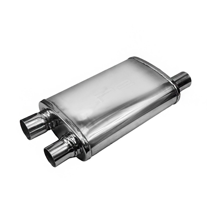 2.25" 57mm 4"x 9" Oval x 14" S/D Profusion 304 Stainless Steel Exhaust Silencer