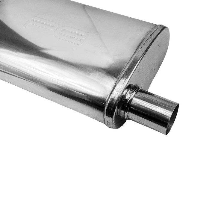 2.25" 57mm 4"x 9" Oval x 14" S/D Profusion 304 Stainless Steel Exhaust Silencer