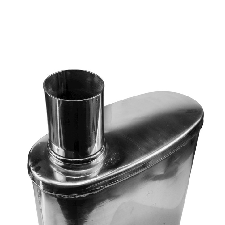 2.25" 57mm 4"x 9" Oval x 14" S/D Profusion 304 Stainless Steel Exhaust Silencer