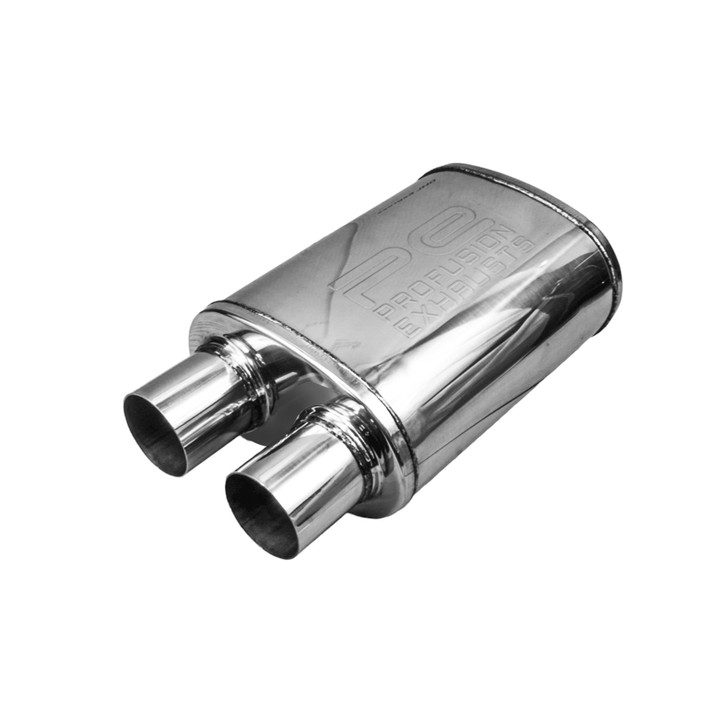 2.25" 57mm 5"x 8" Oval x 14" Same End O/O Profusion 304 Stainless Steel Exhaust Silencer