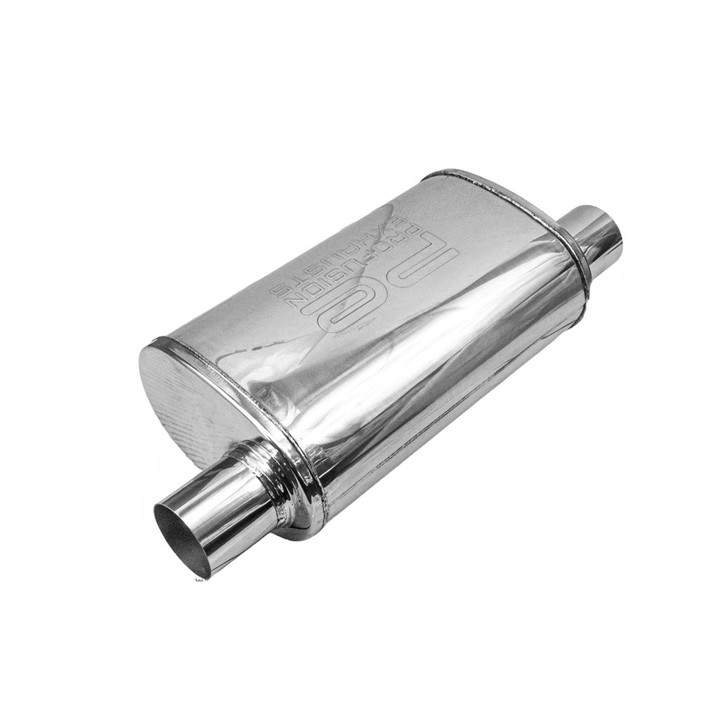 2.25 inch 5"x 8" Oval x 14" Same End O/O Profusion 304 Stainless Steel Exhaust Silencer