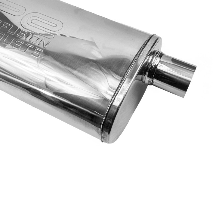 2.25" 57mm 5"x 8" Oval x 18" O/O Profusion 304 Stainless Steel Exhaust Silencer