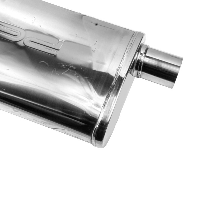 2.25" 57mm 4"x 9" Oval x 14" O/O Profusion 304 Stainless Steel Exhaust Silencer