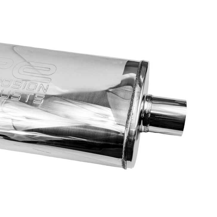 2.25" 57mm 5x8" Oval x 14" Y Pipe Profusion 304 Stainless Steel Exhaust Silencer