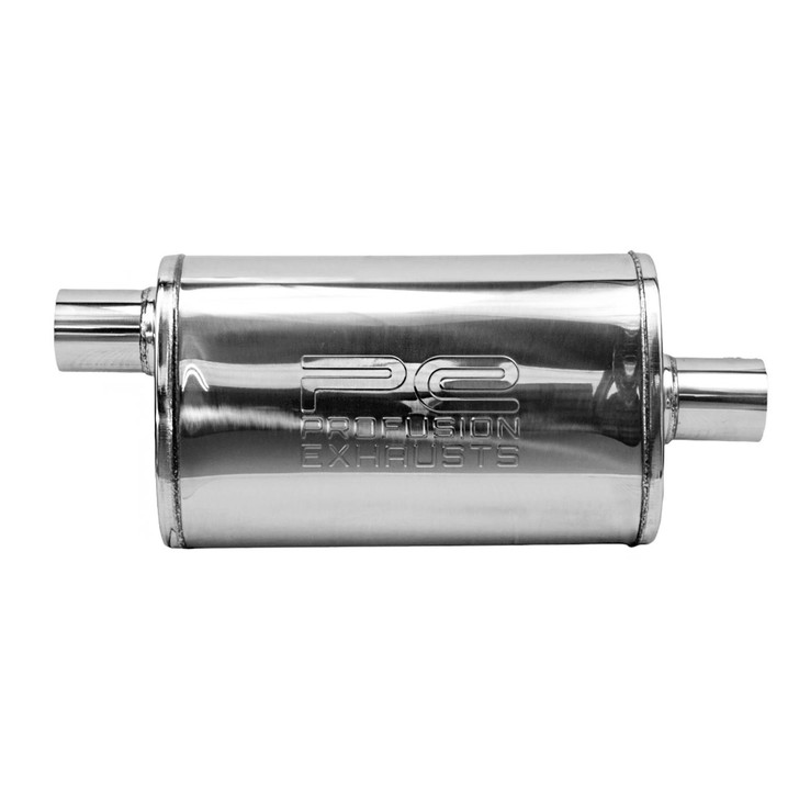 2.25" 57mm 5"x 8" Oval x 14" C/O Profusion 304 Stainless Steel Exhaust Silencer