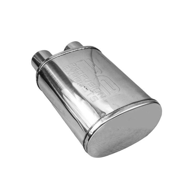 2.25" 57mm 5"x 8" Oval x 11" Same End O/O Profusion 304 Stainless Steel Exhaust Silencer