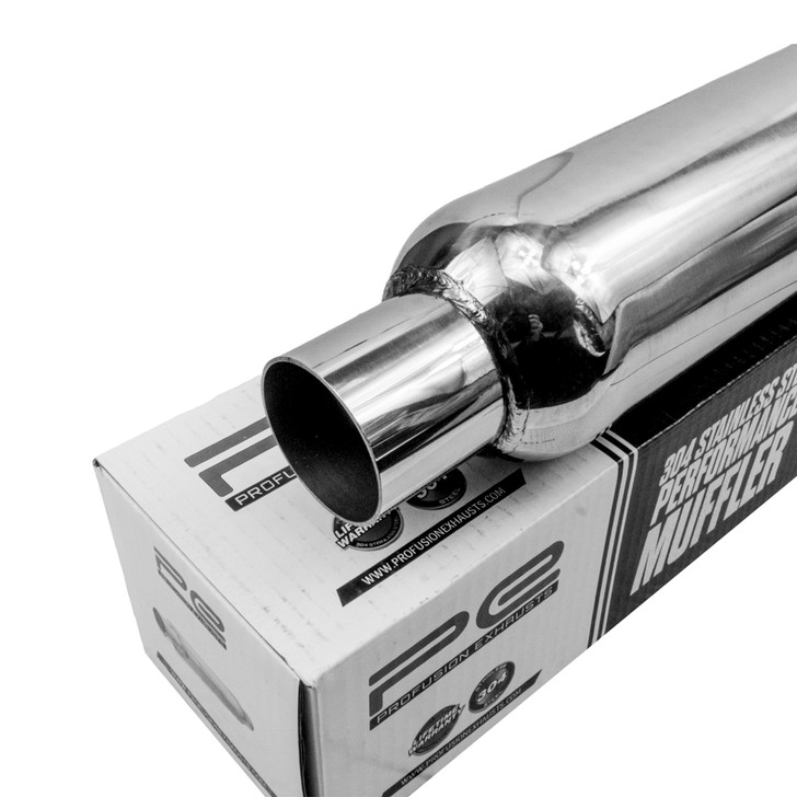 2" 51mm 3.5" Round 26" Profusion 304 Stainless Steel Exhaust Silencer Resonator