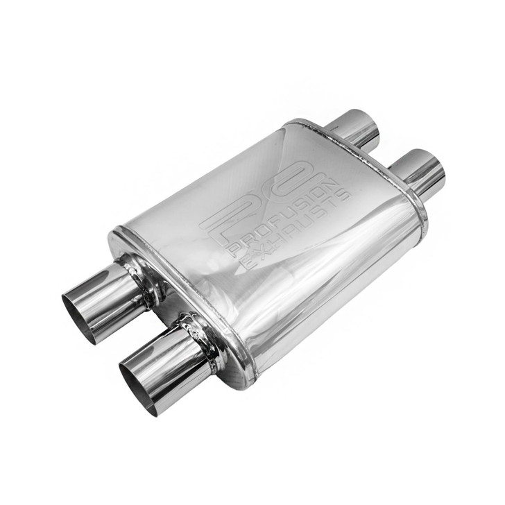 2.25" 57mm 4"x 9" Oval x 11" D/D Profusion 304 Stainless Steel Exhaust Silencer