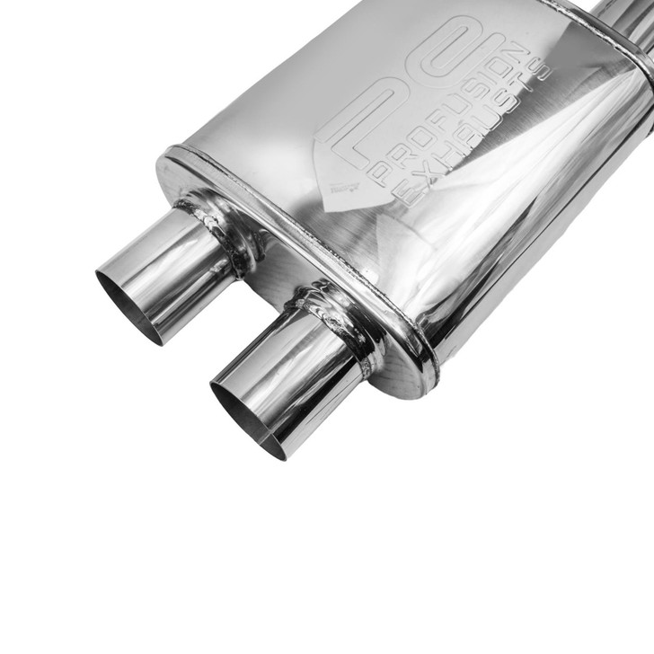 2.25" 57mm 4"x 9" Oval x 11" D/D Profusion 304 Stainless Steel Exhaust Silencer