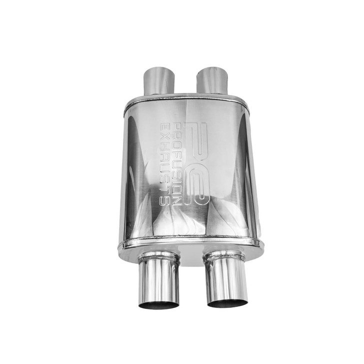 2.25" 57mm 4"x 9" Oval x 11" D/D Profusion 304 Stainless Steel Exhaust Silencer