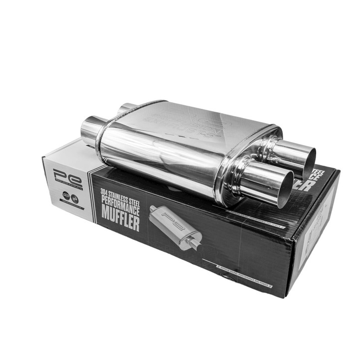 2.25" 57mm 4"x 9" Oval x 11" D/D Profusion 304 Stainless Steel Exhaust Silencer