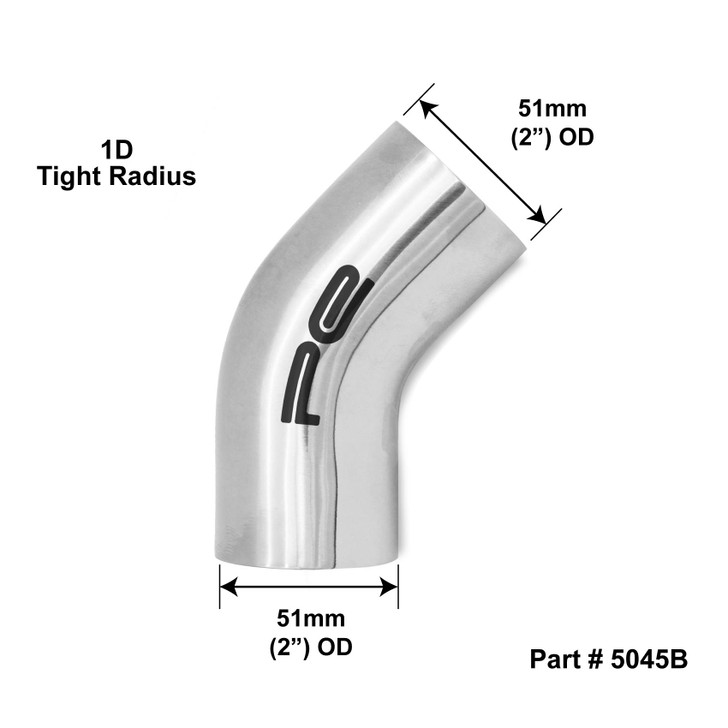 45° Biegung 2,5 Zoll / 63 Mm Dornauspuff Aus T304 Edelstahl Poliert - Für Perfekten Auspuffbau