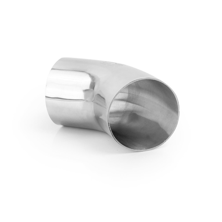 45 degree 3" 76mm Tight 1D Mandrel Exhaust Bend T304 Stainless Steel Polished