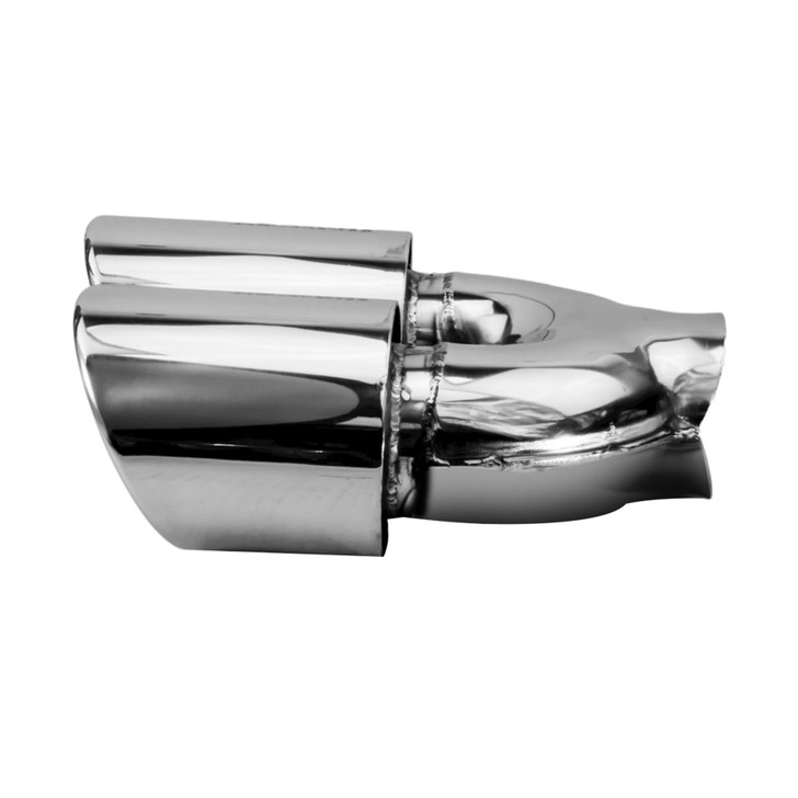 3.5 inch Round Slash-Cut - Rolled Edge - Double-Wall Mirror Polished 304 Stainless Steel Exhaust Tip  - PE35018R