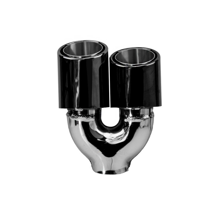3.5 inch Round Slash Cut - Rolled Edge Black Chrome 304 Stainless Steel Exhaust Tip  - PE35020L