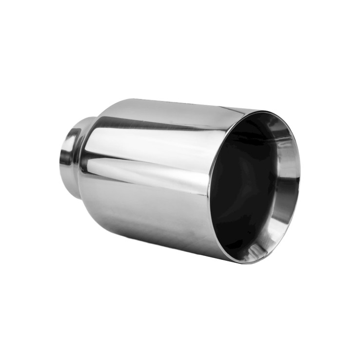 4 inch Round Straight Cut Mirror Polished 304 Stainless Steel Exhaust Tip  - PE35025
