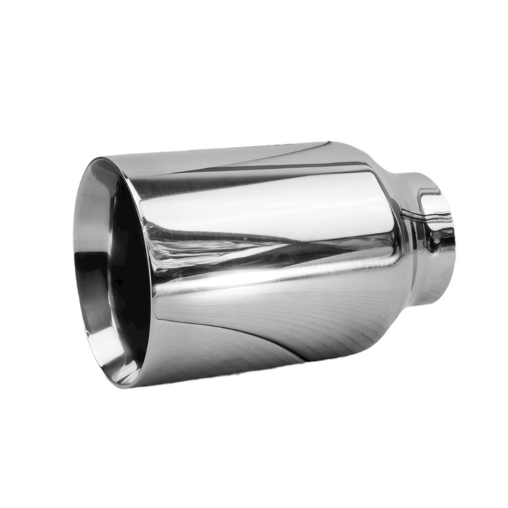4 inch Round Straight Cut Mirror Polished 304 Stainless Steel Exhaust Tip  - PE35025