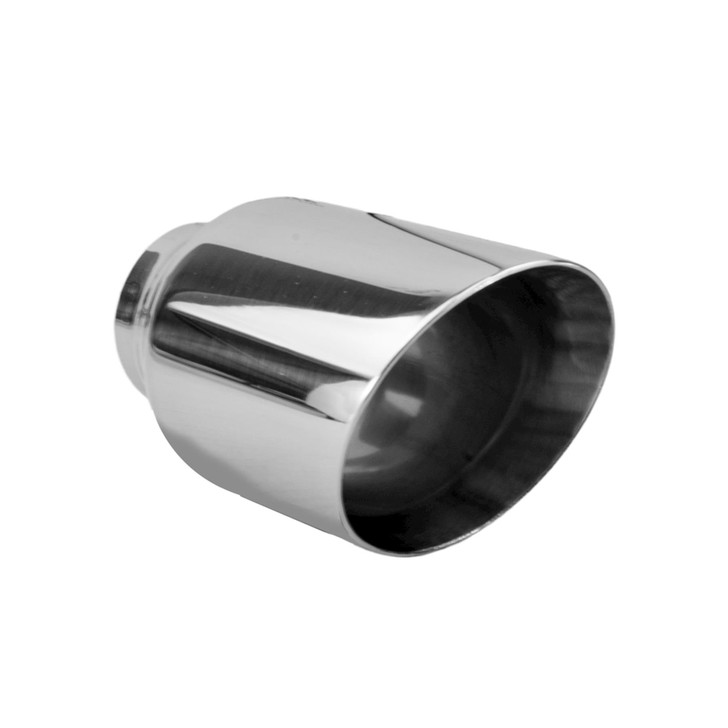 3.5 inch Round Slash Cut Mirror Polished 304 Stainless Steel Exhaust Tip  - PE35015