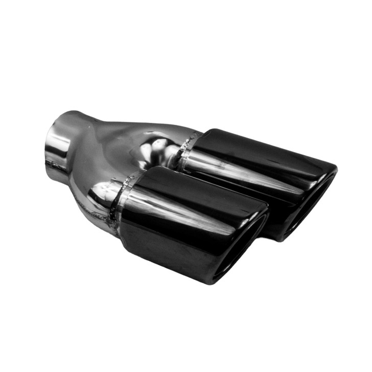 3 inch Round Slash Cut Black Chrome 304 Stainless Steel Exhaust Tip  - PE35011L