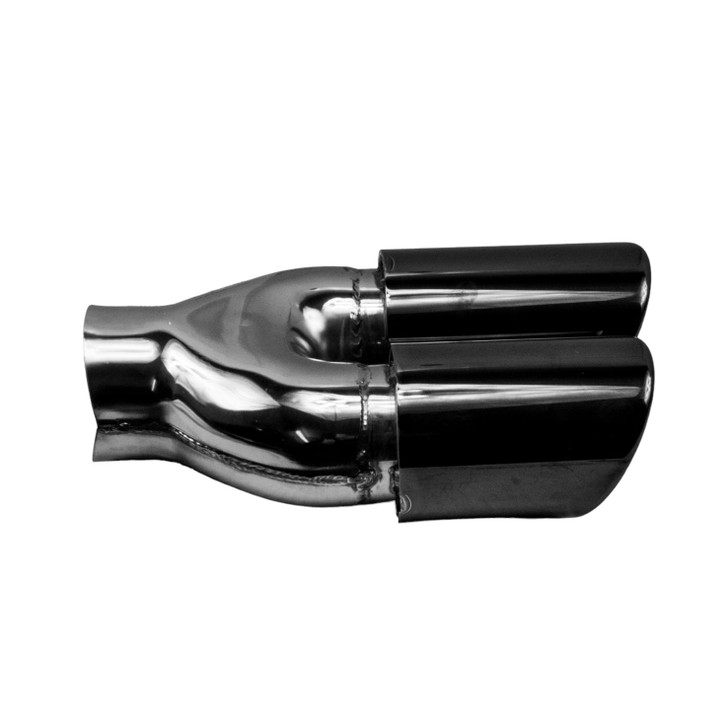 3 inch Round Slash Cut Black Chrome 304 Stainless Steel Exhaust Tip  - PE35011L