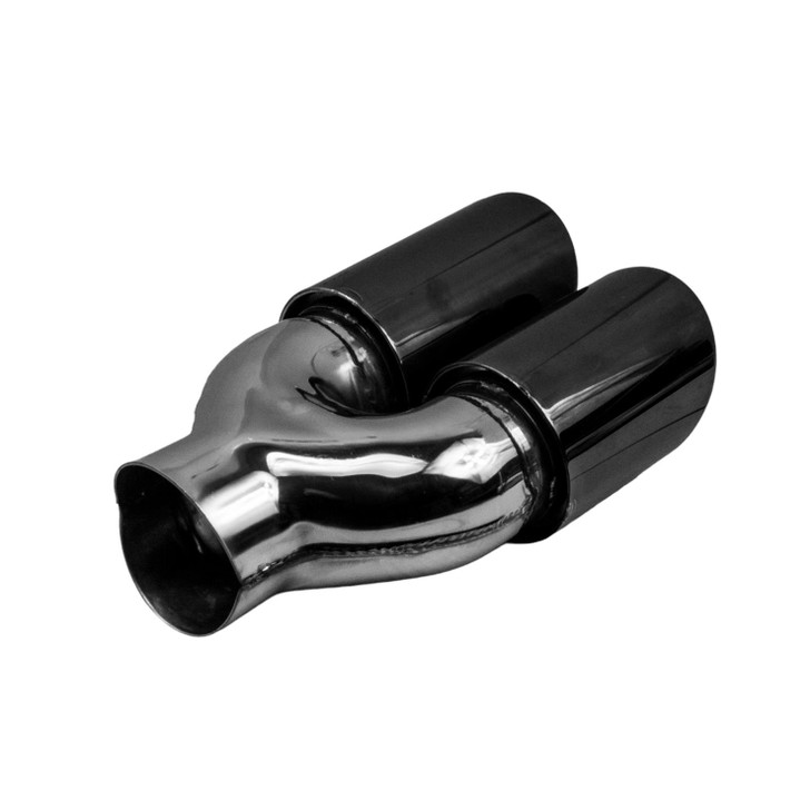 3 inch Round Slash Cut Black Chrome 304 Stainless Steel Exhaust Tip  - PE35011L