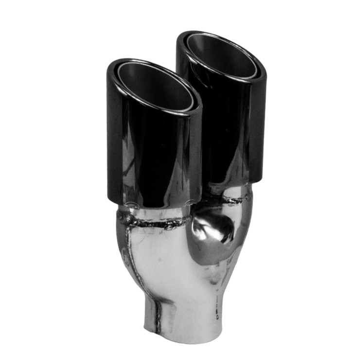 3 inch Round Slash Cut Black Chrome 304 Stainless Steel Exhaust Tip  - PE35011L
