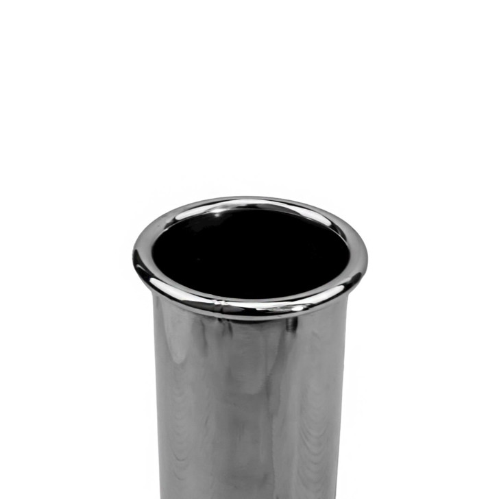 2.36 inch Round Straight Cut - Rolled Edge  Mirror Polished 304 Stainless Steel Exhaust Tip  - PE57RT