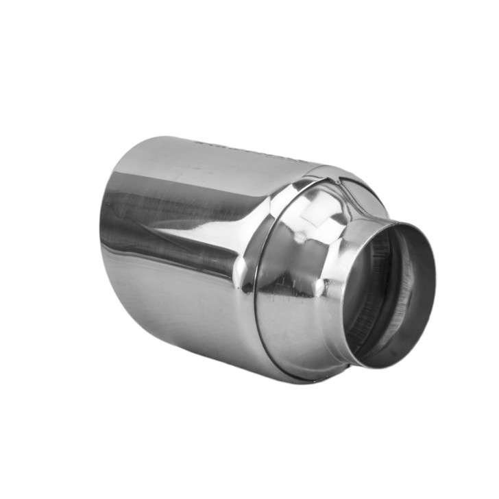 4 inch Round Slash Cut Mirror Polished 304 Stainless Steel Exhaust Tip  - PE35026