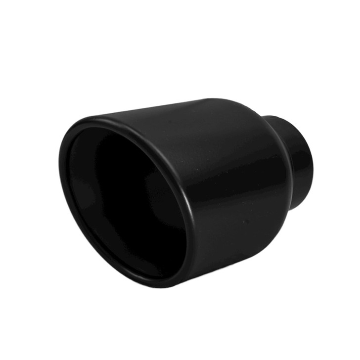 4 inch Round Slash Cut - Rolled Edge Black Powder Coated 304 Stainless Steel Exhaust Tip  - PE35023