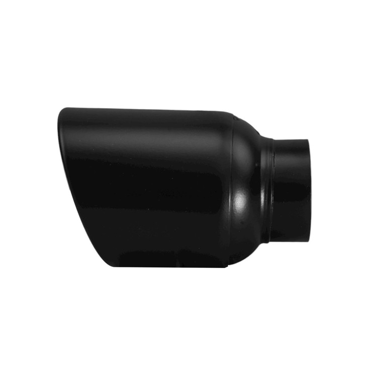 4 inch Round Slash Cut - Rolled Edge Black Powder Coated 304 Stainless Steel Exhaust Tip  - PE35023
