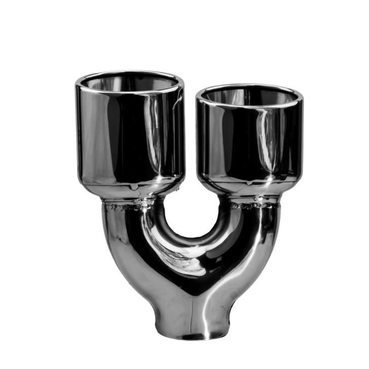 2.95 x 3.93 inch Oval Slash Cut - Rolled Edge Mirror Polished 304 Stainless Steel Exhaust Tip  - PE35034R