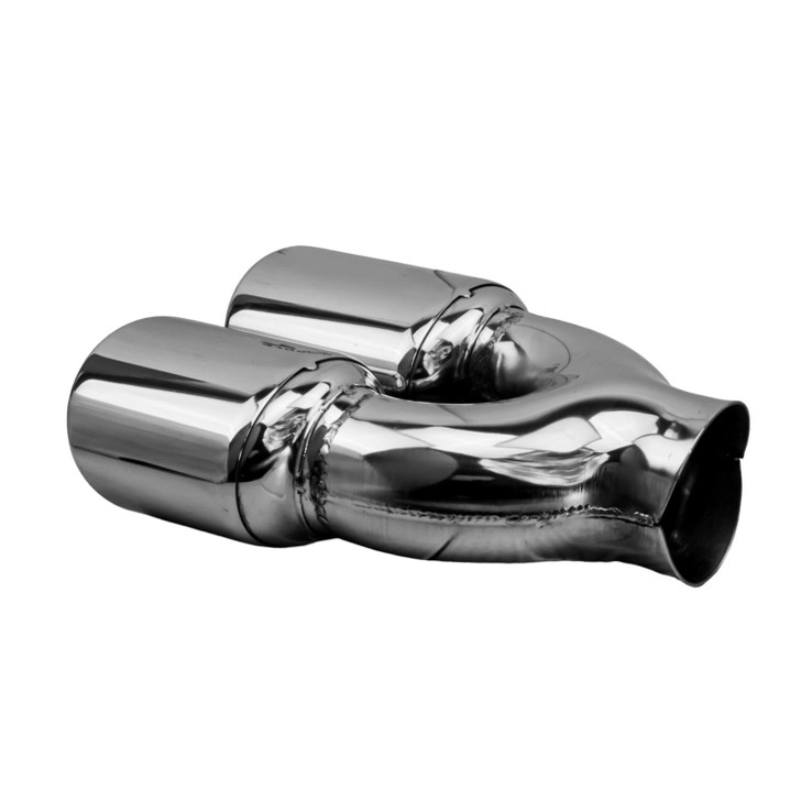 2.95 x 3.93 inch Oval Slash Cut - Rolled Edge Mirror Polished 304 Stainless Steel Exhaust Tip  - PE35034R