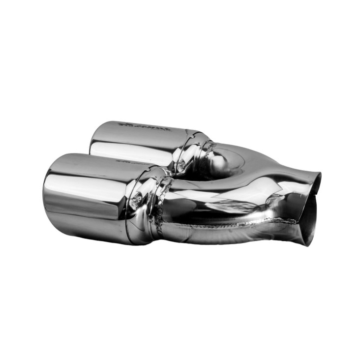 2.95 x 3.93 inch Oval Slash Cut - Rolled Edge Mirror Polished 304 Stainless Steel Exhaust Tip  - PE35034R