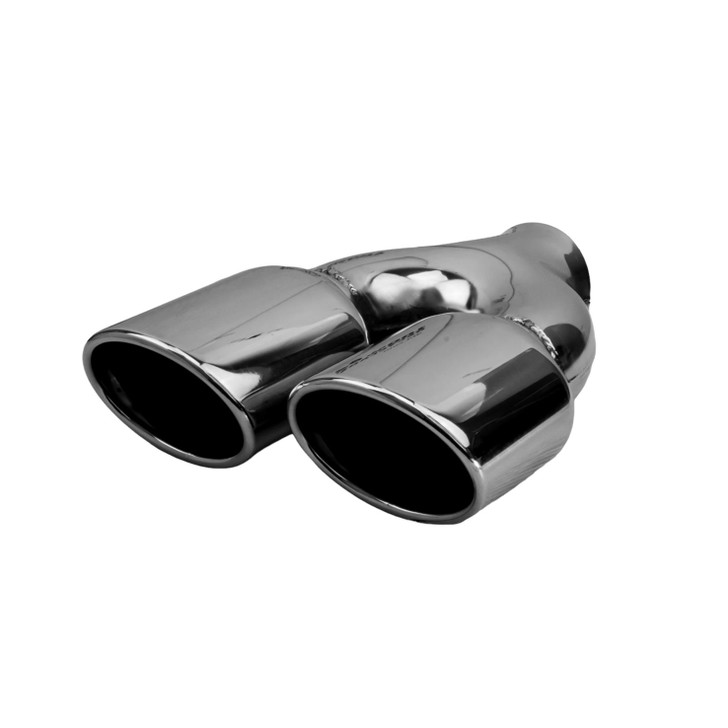2.95 x 3.93 inch Oval Slash Cut - Rolled Edge Mirror Polished 304 Stainless Steel Exhaust Tip  - PE35034R