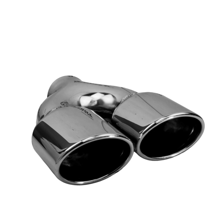 2.95 x 3.93 inch Oval Slash Cut - Rolled Edge Mirror Polished 304 Stainless Steel Exhaust Tip  - PE35034R