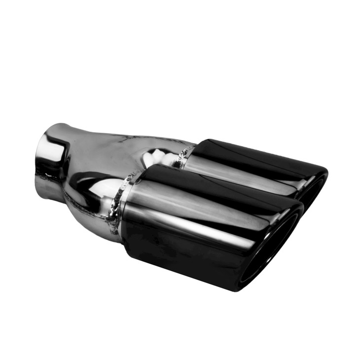 3 inch Round Slash Cut Black Chrome 304 Stainless Steel Exhaust Tip  - PE35011R