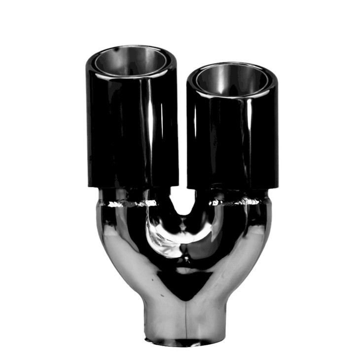 3 inch Round Slash Cut Black Chrome 304 Stainless Steel Exhaust Tip  - PE35011R