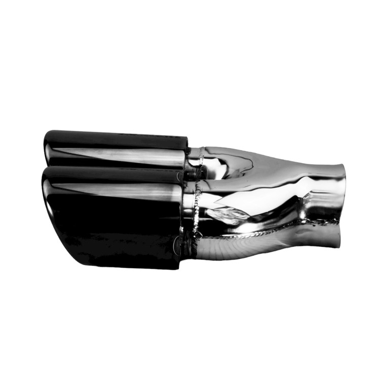 3 inch Round Slash Cut Black Chrome 304 Stainless Steel Exhaust Tip  - PE35011R
