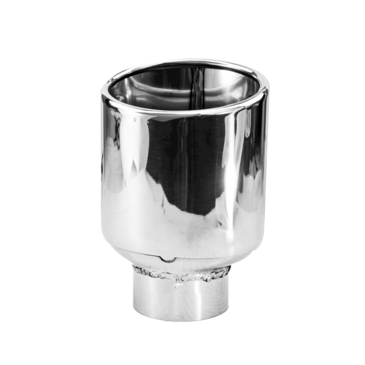 2.95 x 3.93 inch Oval Slash Cut - Rolled Edge Mirror Polished 304 Stainless Steel Exhaust Tip  - PE35032