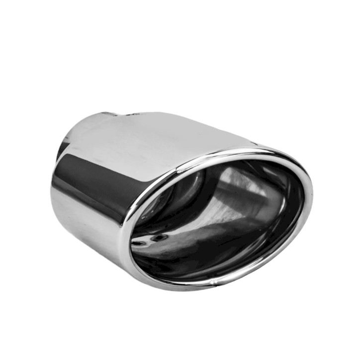2.95 x 3.93 inch Oval Slash Cut - Rolled Edge Mirror Polished 304 Stainless Steel Exhaust Tip  - PE35032